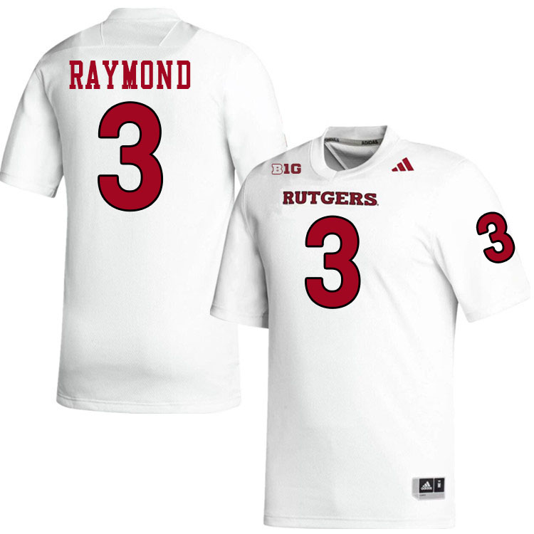 Rutgers Scarlet Knights #3 Antwan Raymond College Football Jerseys,Uniforms-White